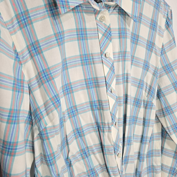 Talbots Large Plaid Button Up Cotton Shirt - Picture 2 of 5